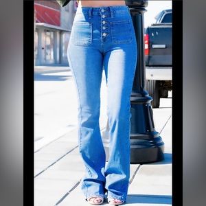 Just Black Denim Button Fly Flare Jean